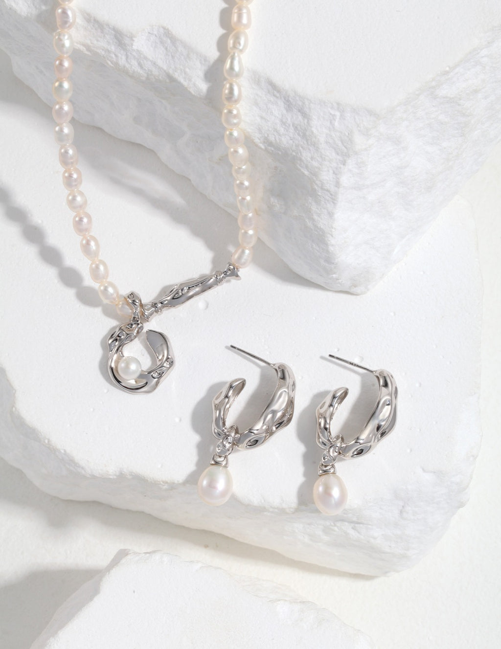 Baroque Pearl Silver 3-Piece Jewelry Set
