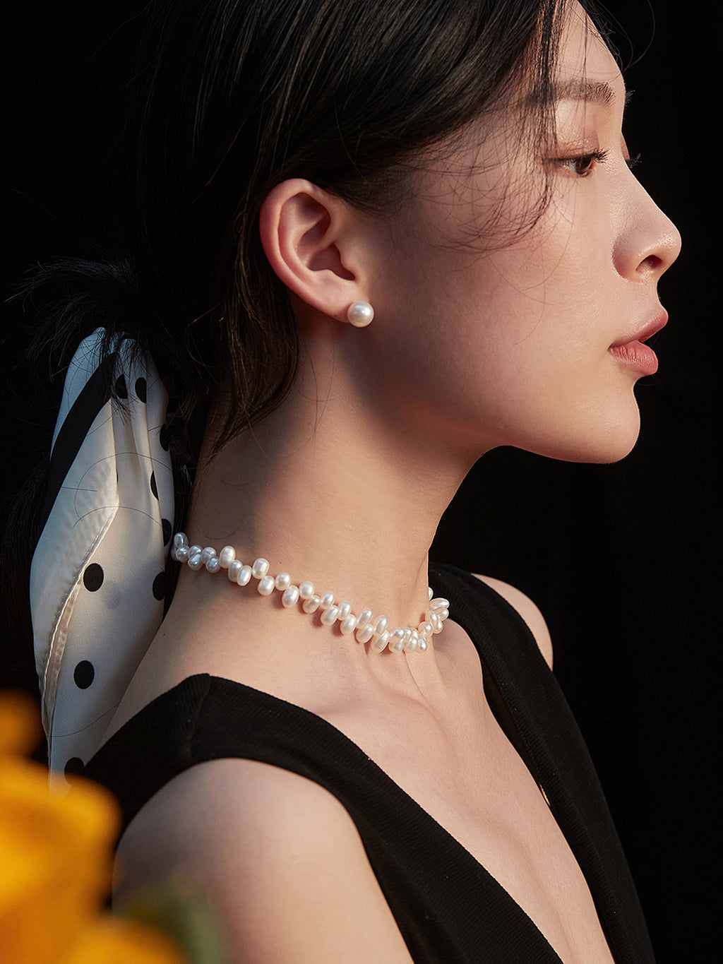 Rice Pearl Choker Necklace