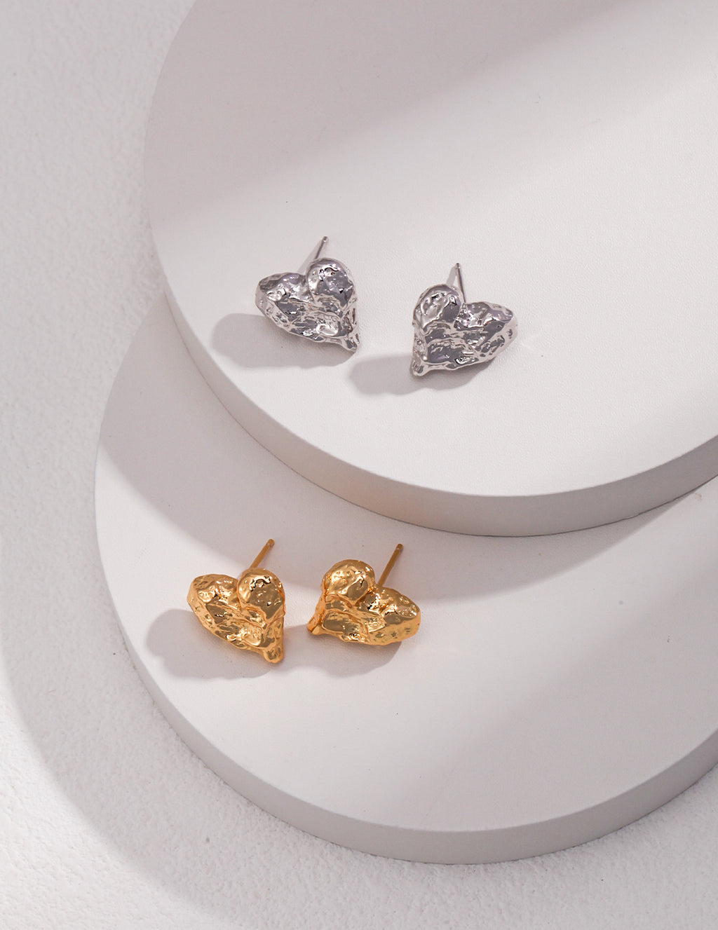 Textured Heart Stud Earrings