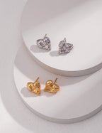 Textured Heart Stud Earrings