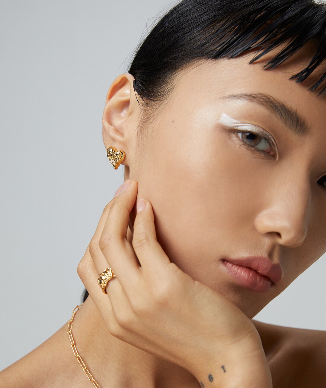 Textured Heart Stud Earrings