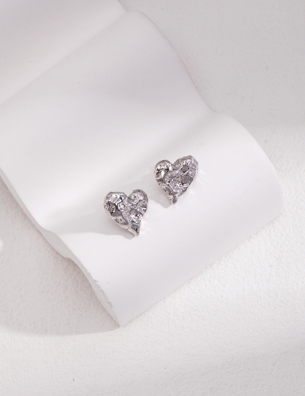 Textured Heart Stud Earrings
