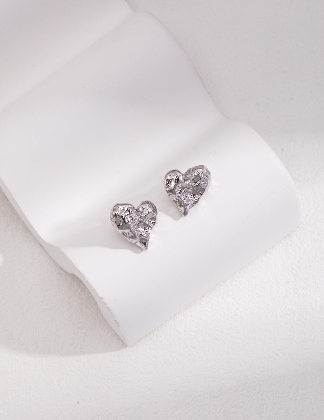 Textured Heart Stud Earrings