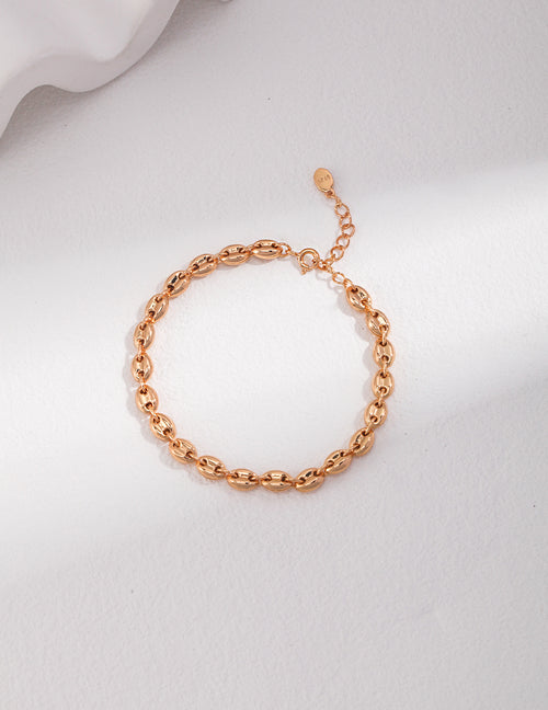Coffee Bean Link Chain Bracelet