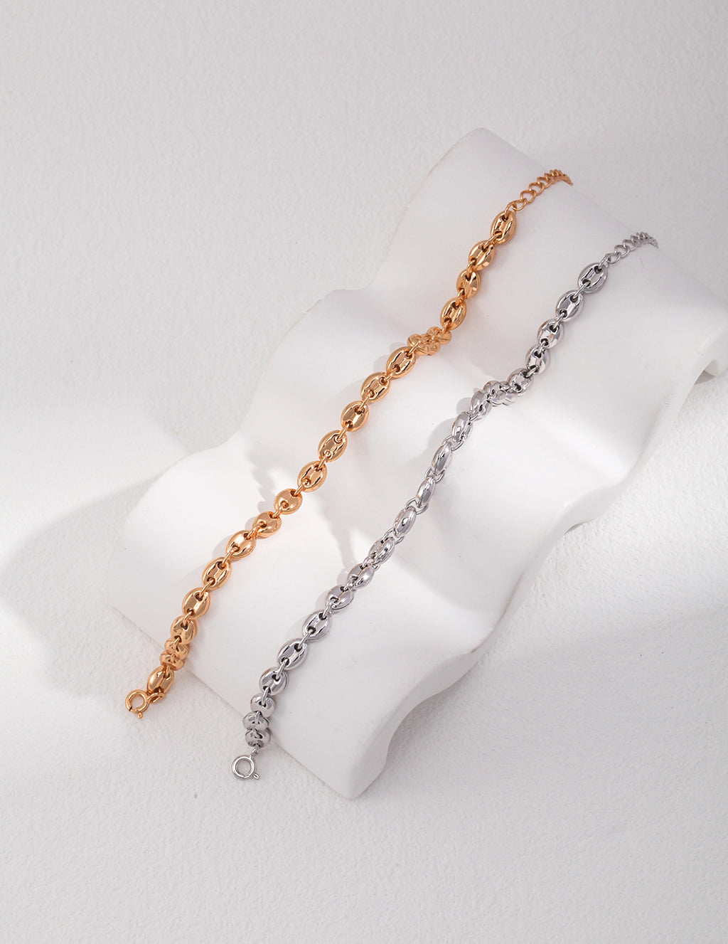 Coffee Bean Link Chain Bracelet