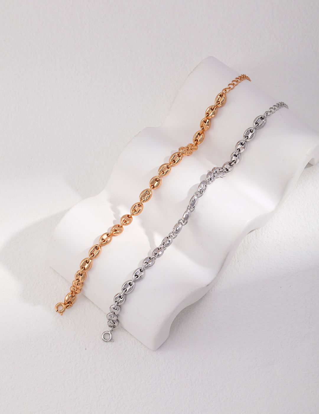 Coffee Bean Link Chain Bracelet