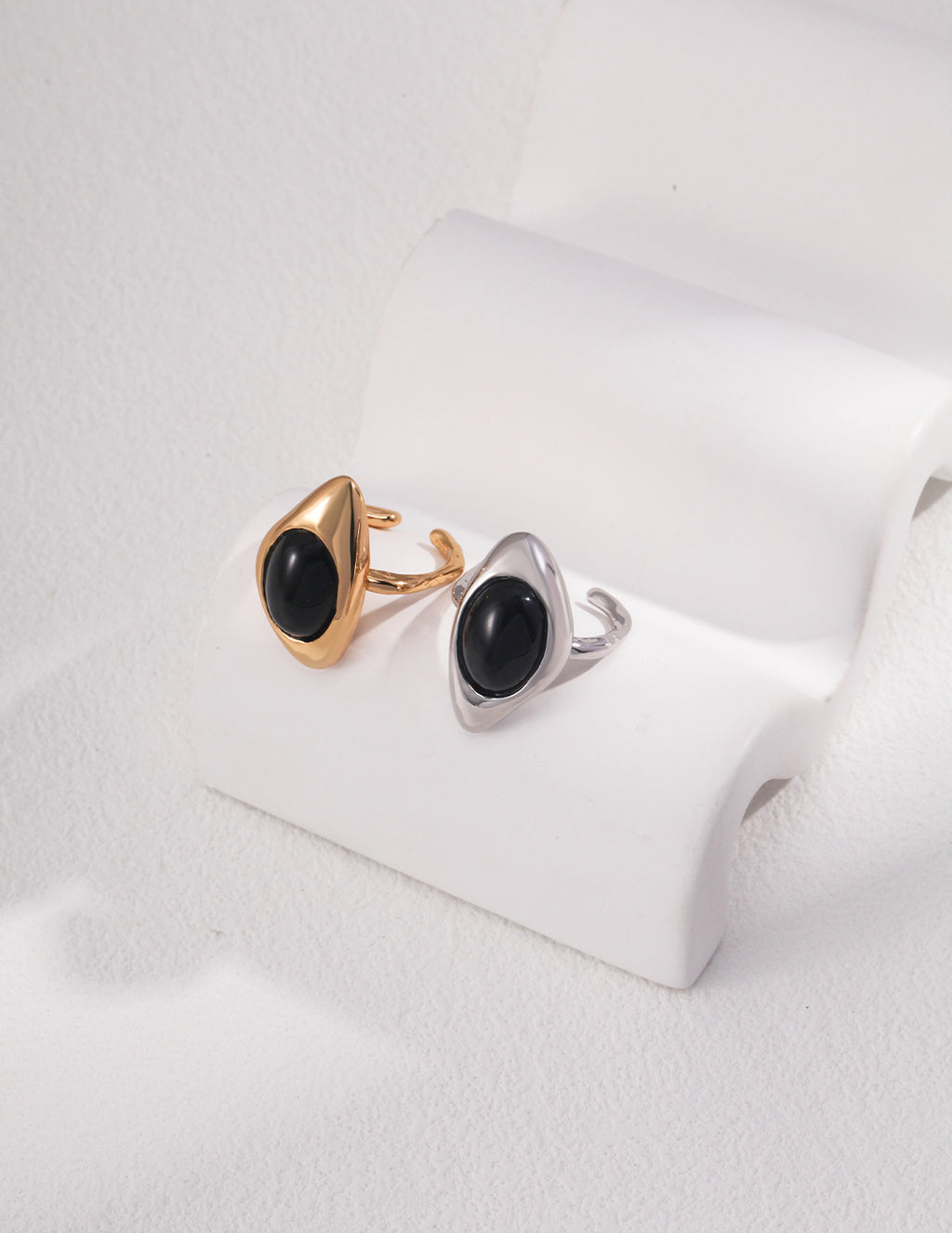 Black Onyx Irregular Statement Ring