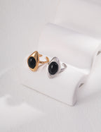 Black Onyx Irregular Statement Ring