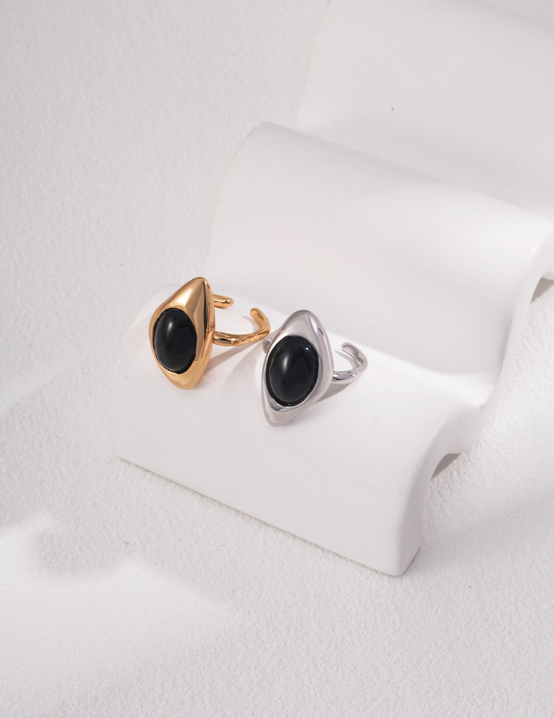 Black Onyx Irregular Statement Ring