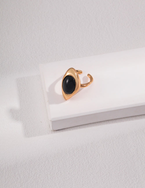 Black Onyx Irregular Statement Ring