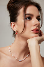 Red Agate Textured Drop Earrings