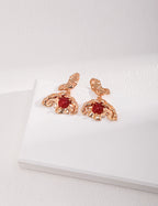 Red Agate Textured Drop Earrings