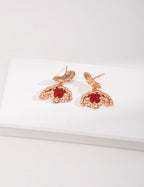 Red Agate Textured Drop Earrings