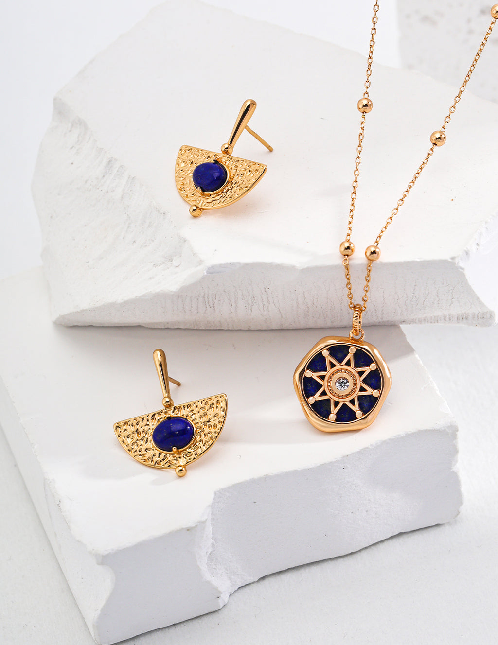 Lapis Lazuli Starburst Pendant Necklace