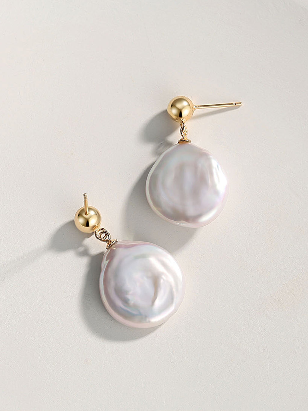 Baroque Coin Pearl Drop Earrings