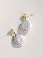 Baroque Coin Pearl Drop Earrings
