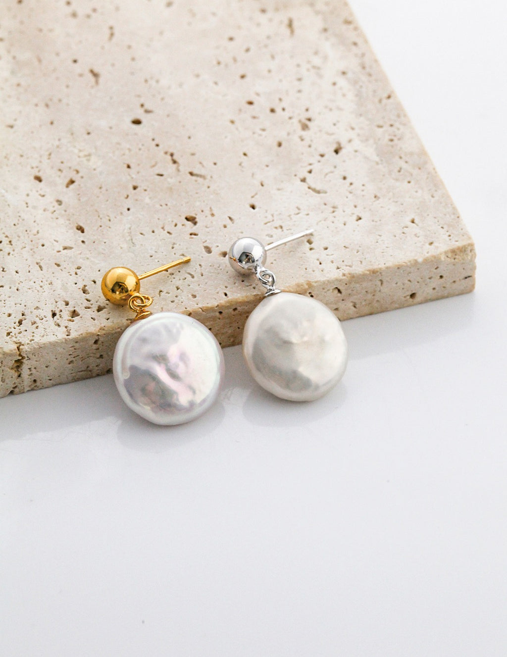 Baroque Coin Pearl Drop Earrings