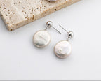 Baroque Coin Pearl Drop Earrings