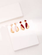 Two-Tone Enamel Teardrop Drop Earrings