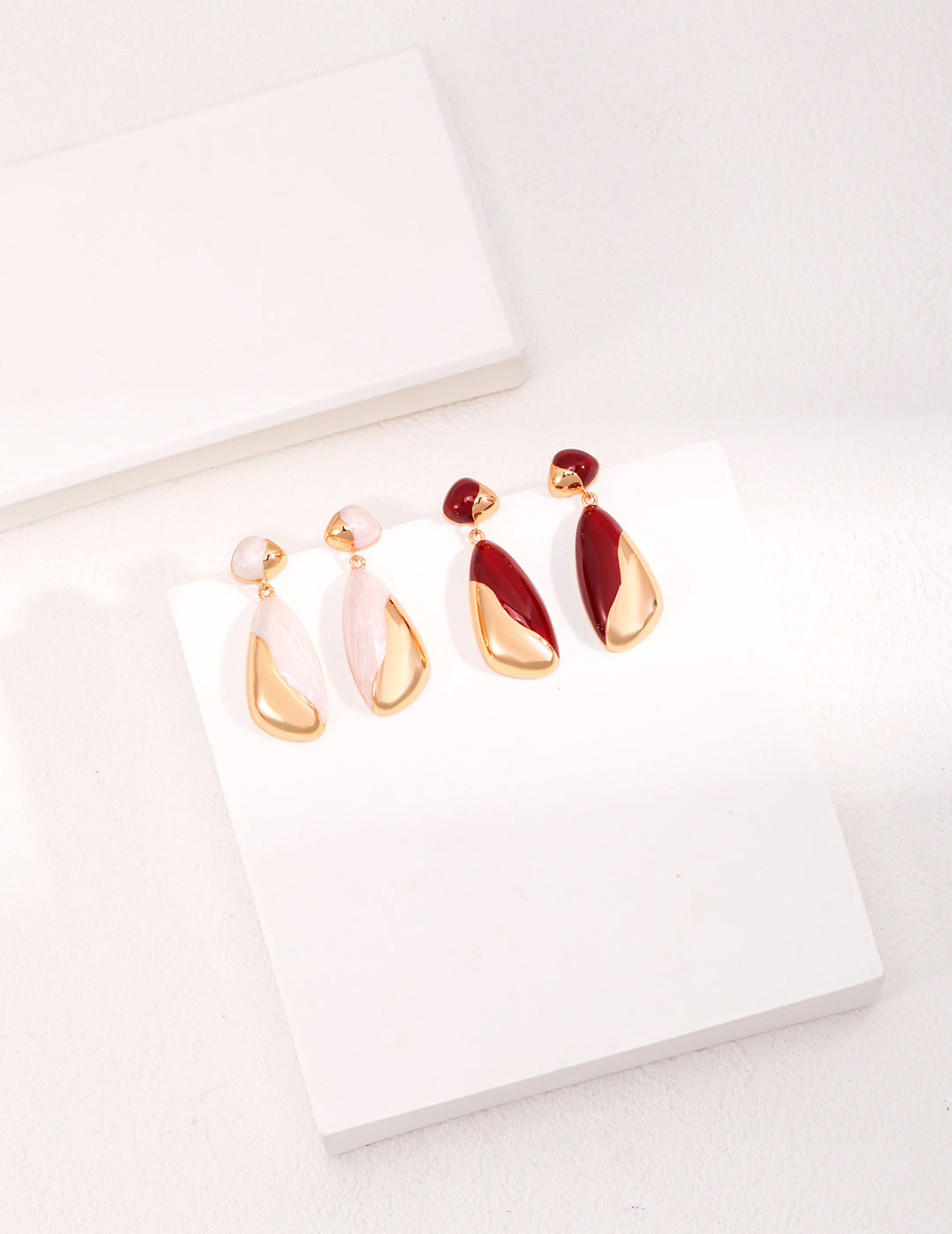 Two-Tone Enamel Teardrop Drop Earrings