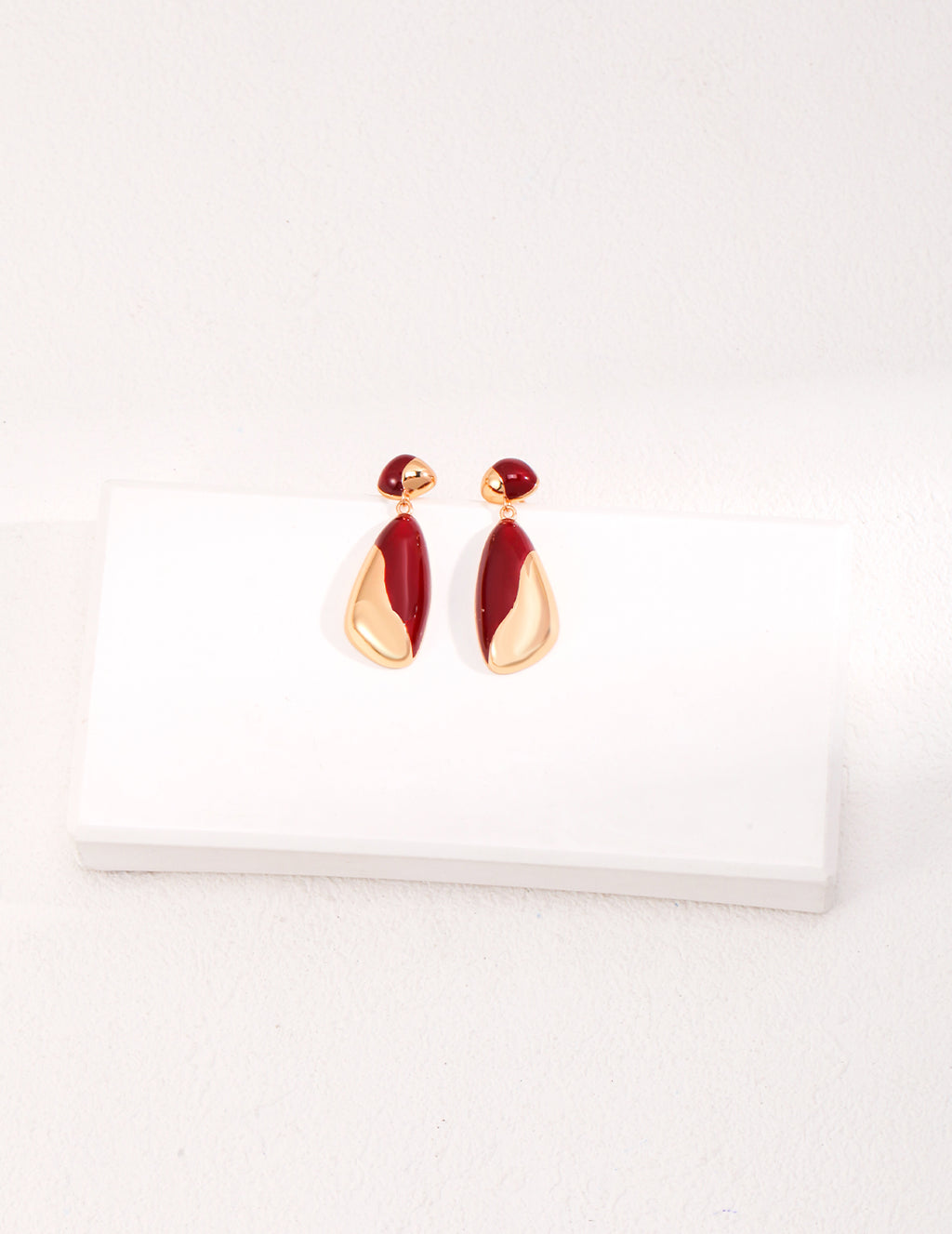 Two-Tone Enamel Teardrop Drop Earrings