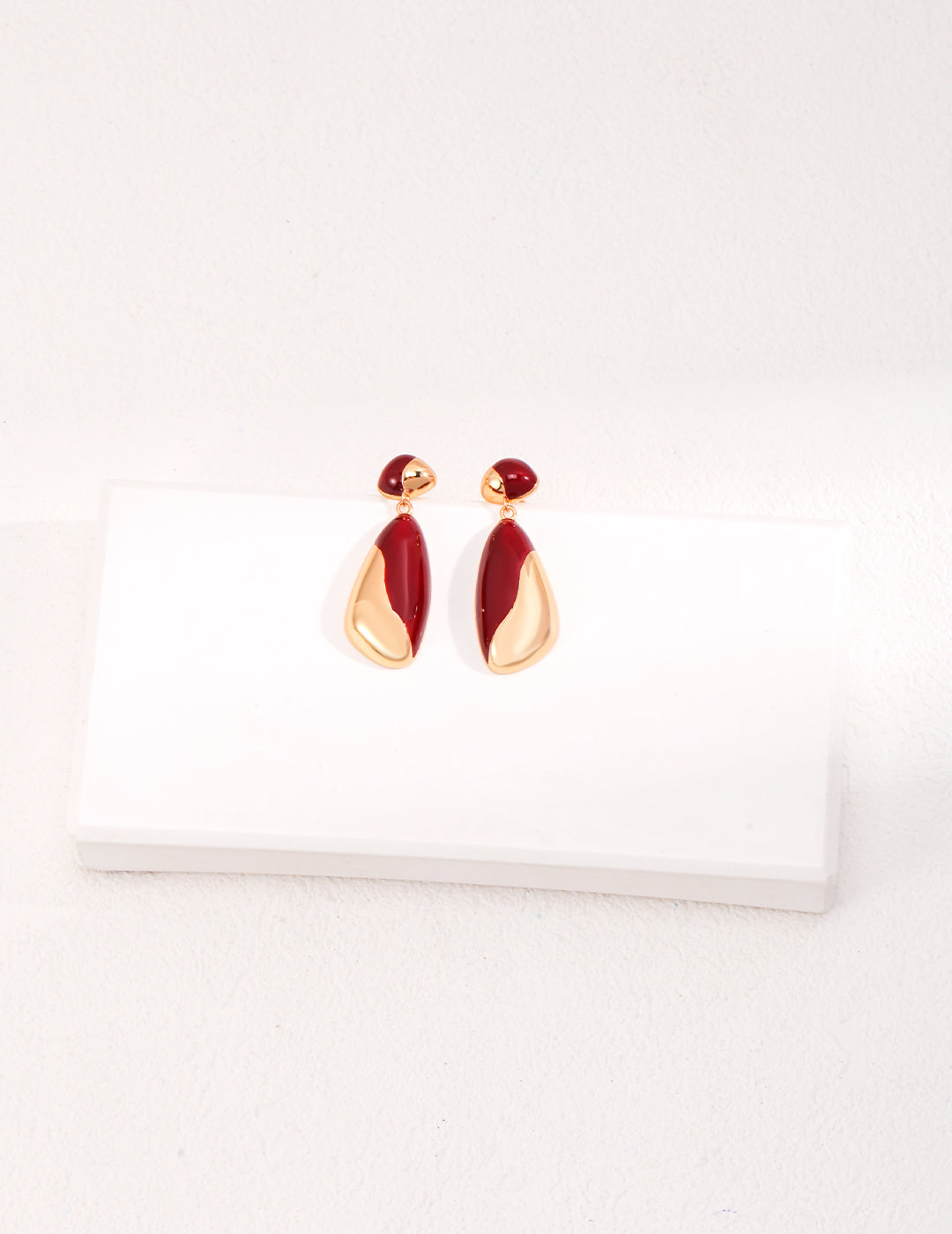 Two-Tone Enamel Teardrop Drop Earrings