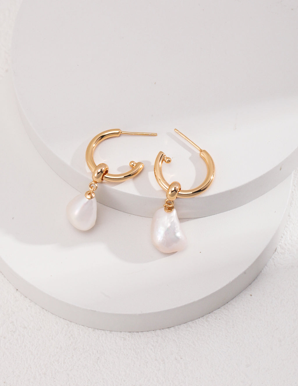 Baroque Pearl Hoop Drop Earrings
