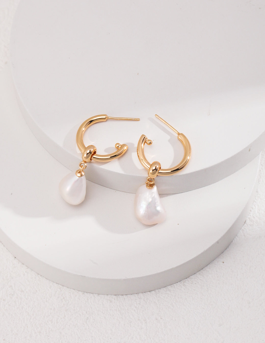 Baroque Pearl Hoop Drop Earrings