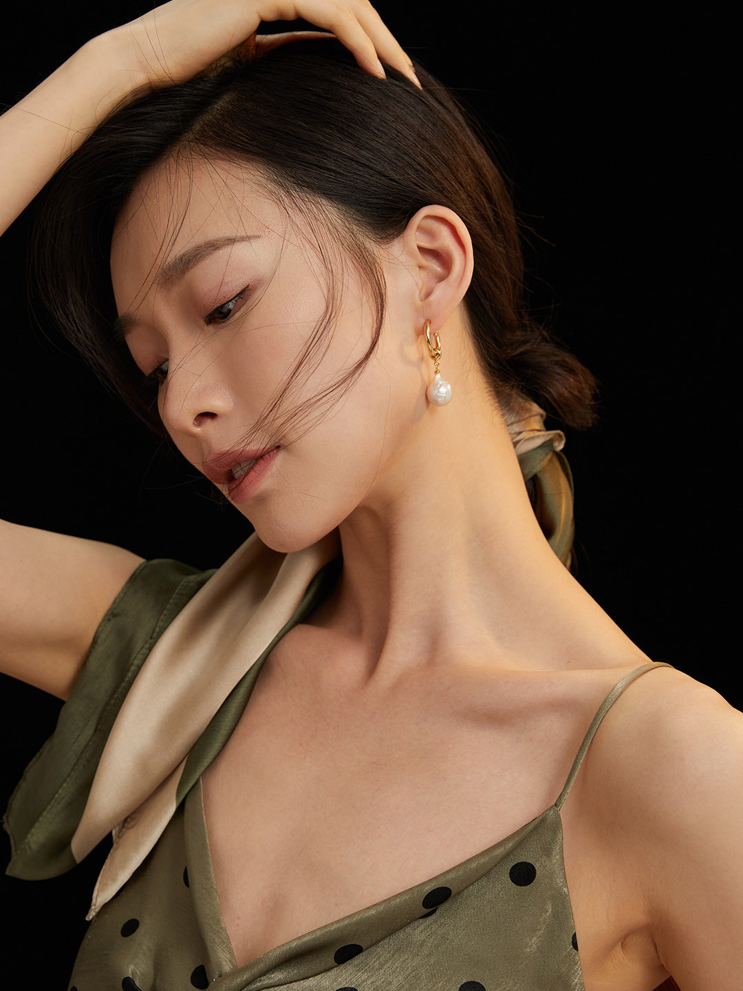 Baroque Pearl Hoop Drop Earrings