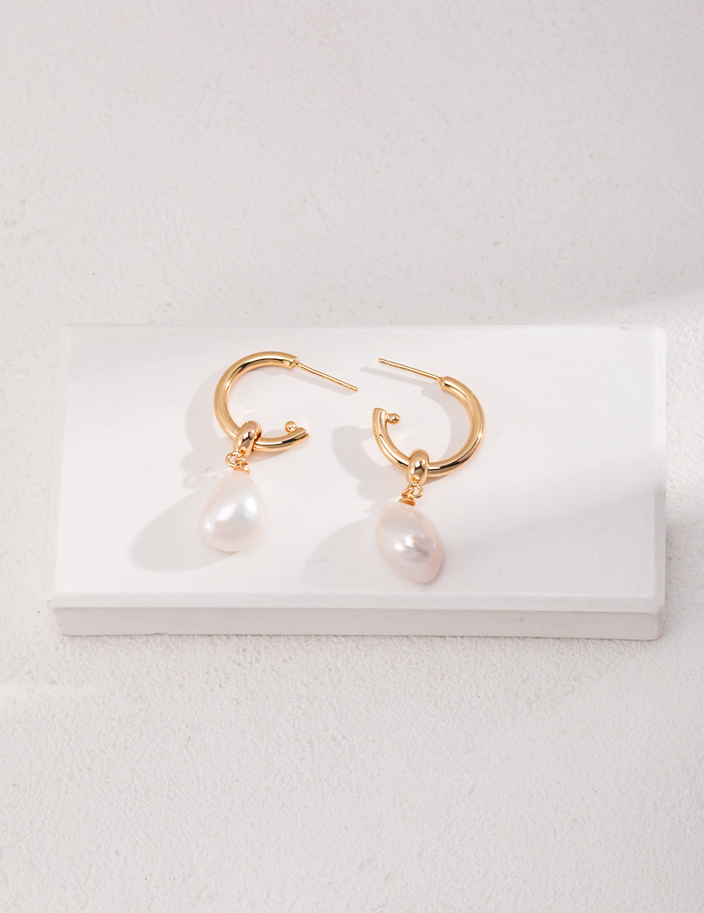 Baroque Pearl Hoop Drop Earrings