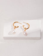 Baroque Pearl Hoop Drop Earrings