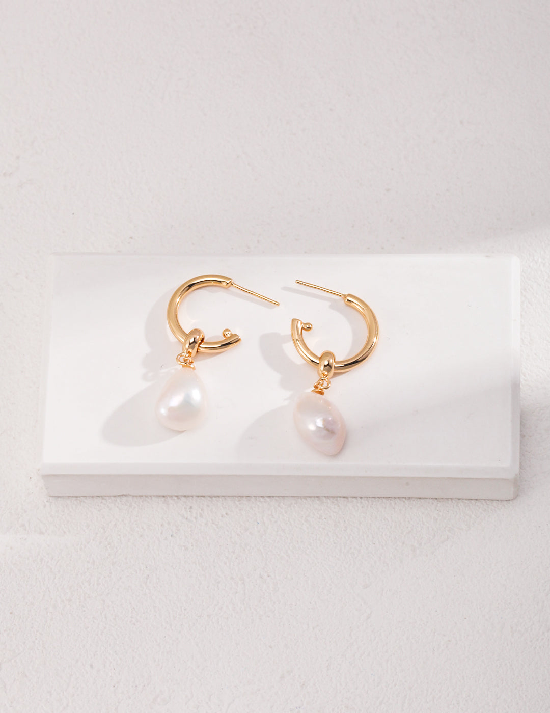 Baroque Pearl Hoop Drop Earrings