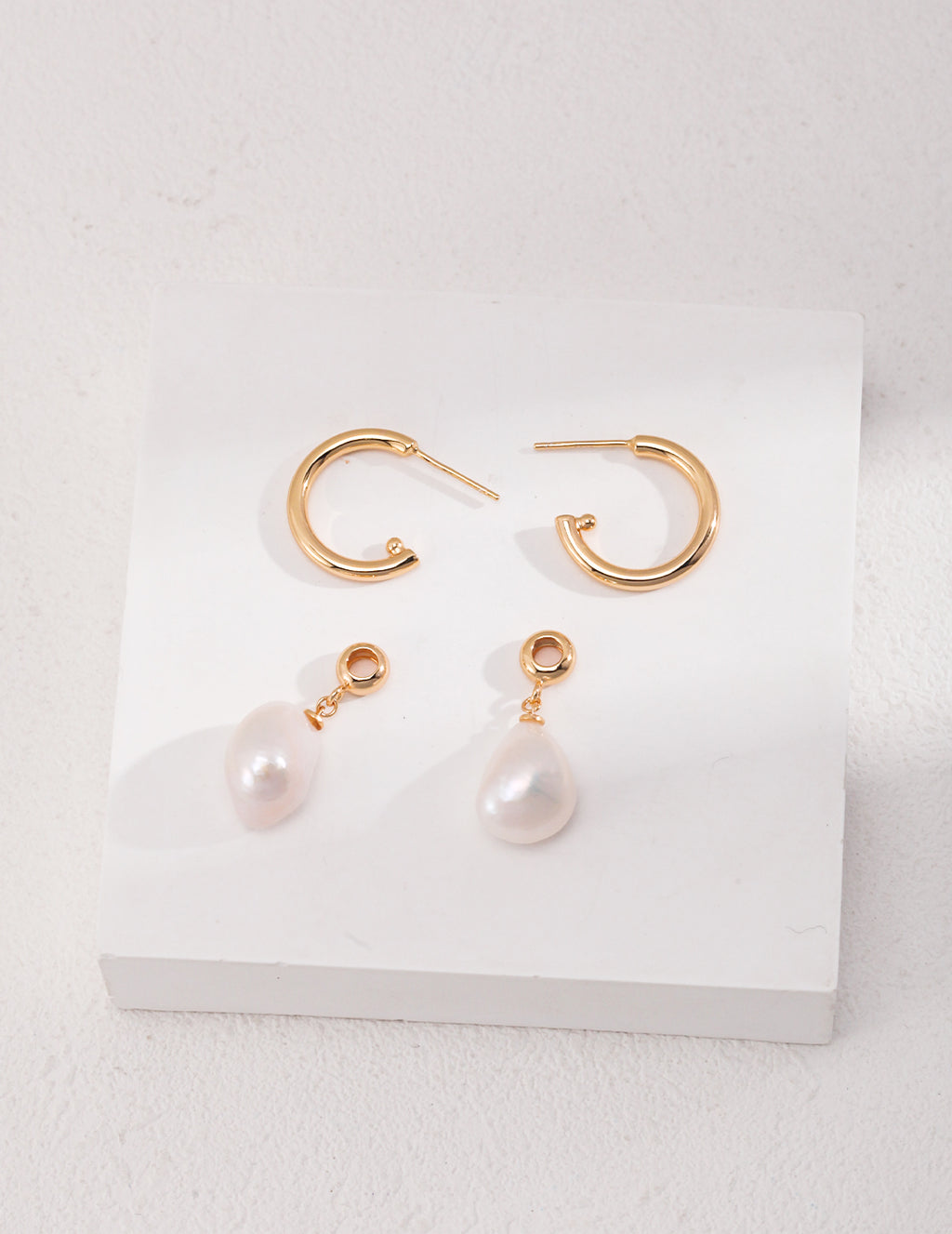 Baroque Pearl Hoop Drop Earrings