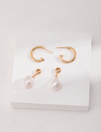 Baroque Pearl Hoop Drop Earrings