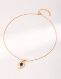 Gold Lapis Leaf Pendant Necklace