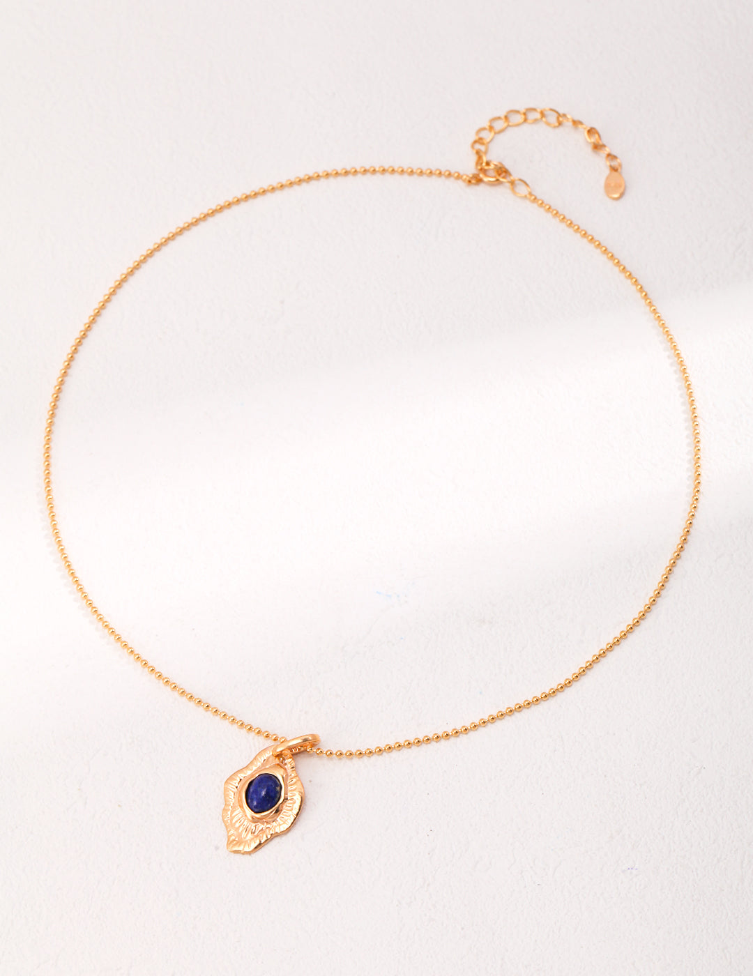 Gold Lapis Leaf Pendant Necklace