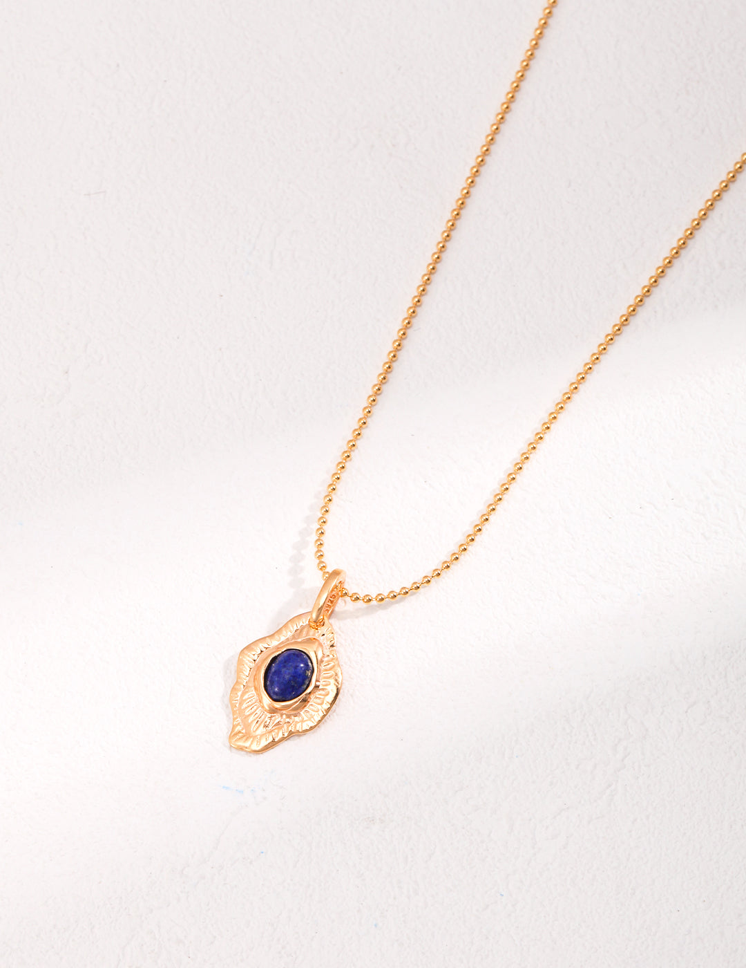Gold Lapis Leaf Pendant Necklace