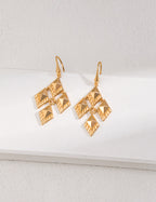 Layered Geometric Gold Drop Earrings
