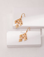 Layered Geometric Gold Drop Earrings
