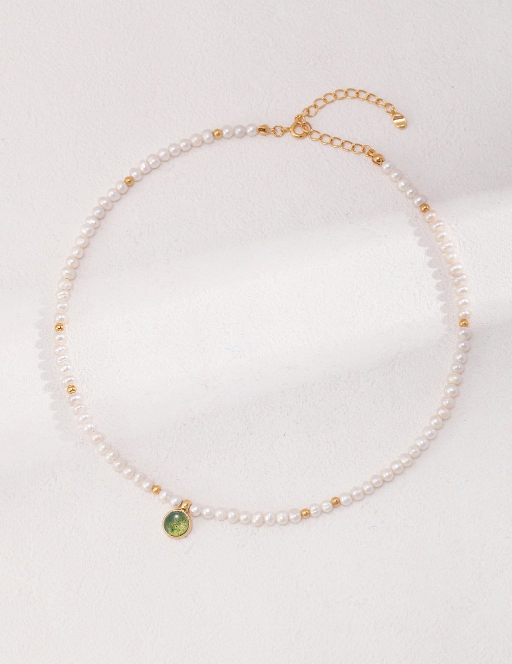 Moss Agate & Freshwater Pearl Necklace