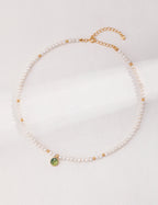 Moss Agate & Freshwater Pearl Necklace