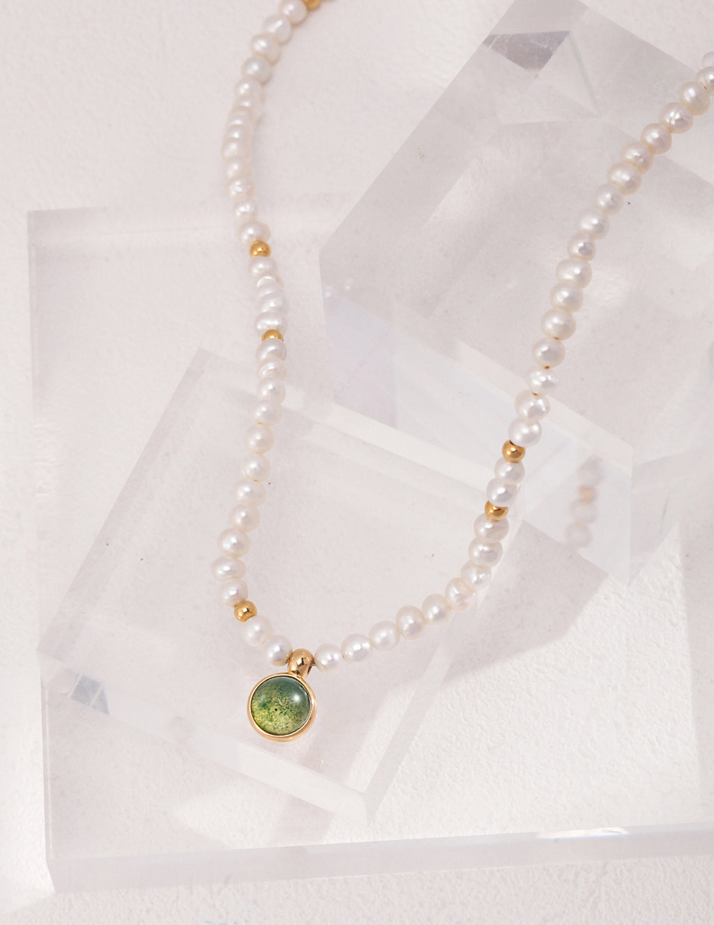 Moss Agate & Freshwater Pearl Necklace
