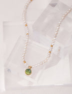 Moss Agate & Freshwater Pearl Necklace