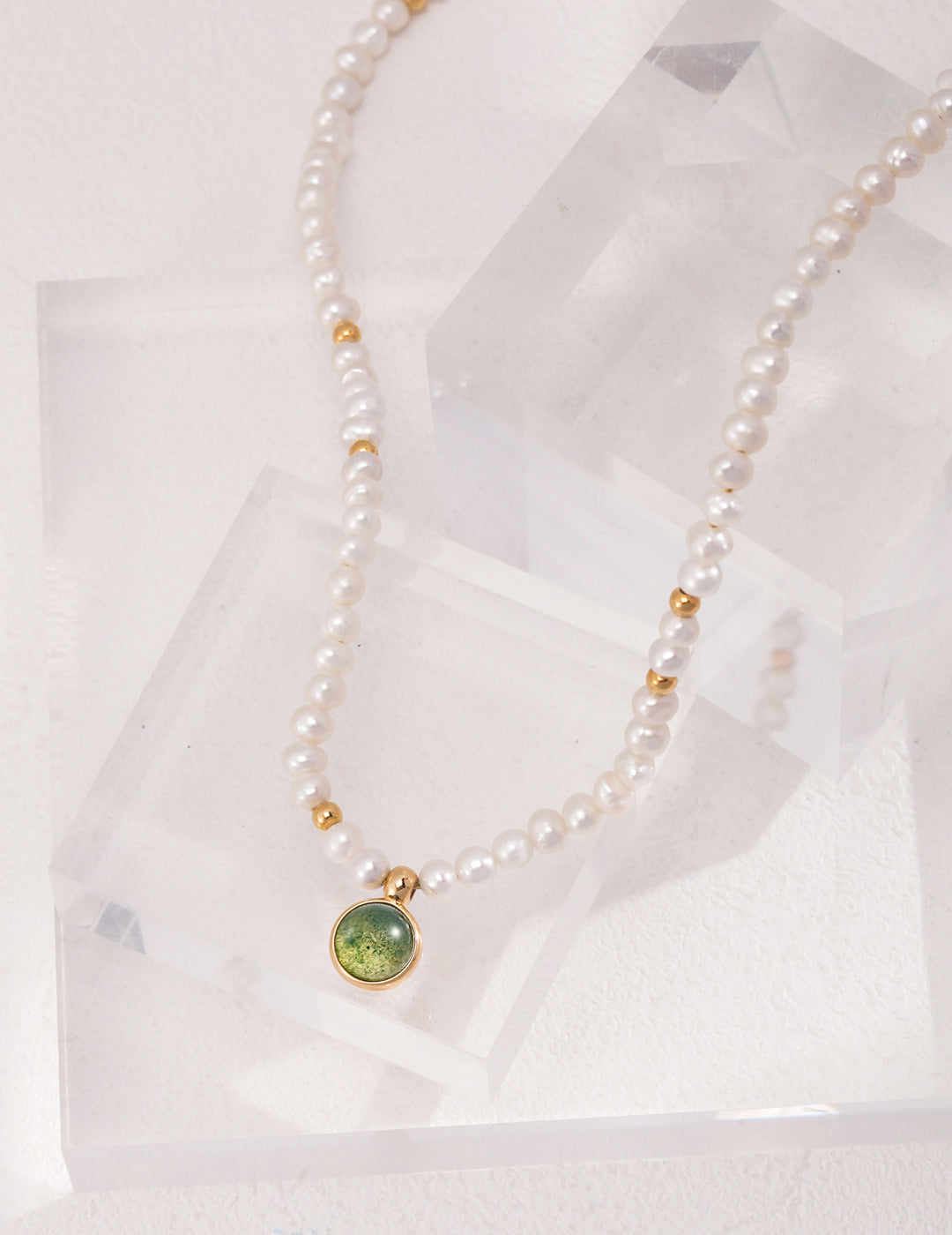 Moss Agate & Freshwater Pearl Necklace