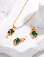 Malachite & Gold Abstract Jewelry Set