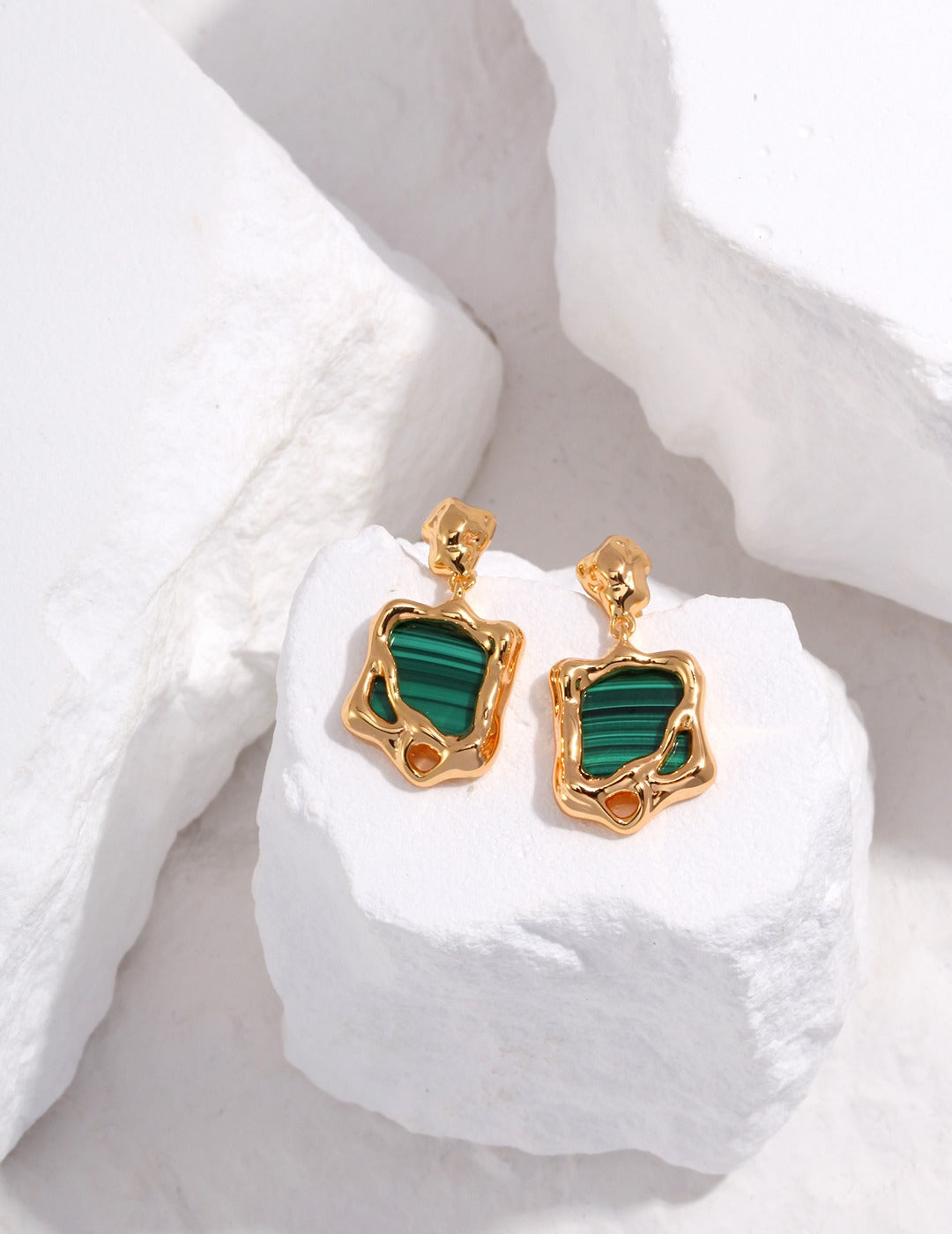 Malachite & Gold Abstract Jewelry Set