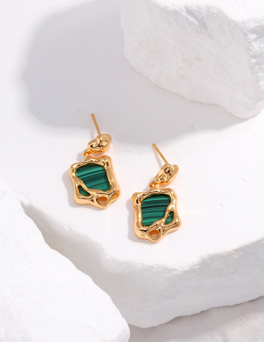 Malachite & Gold Abstract Jewelry Set