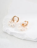 Twisted Gold Hoop with Natural Pearl Drop Earrings