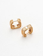 Vintage Filigree Square CZ Hoop Earrings