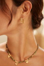 Vintage Filigree Square CZ Hoop Earrings